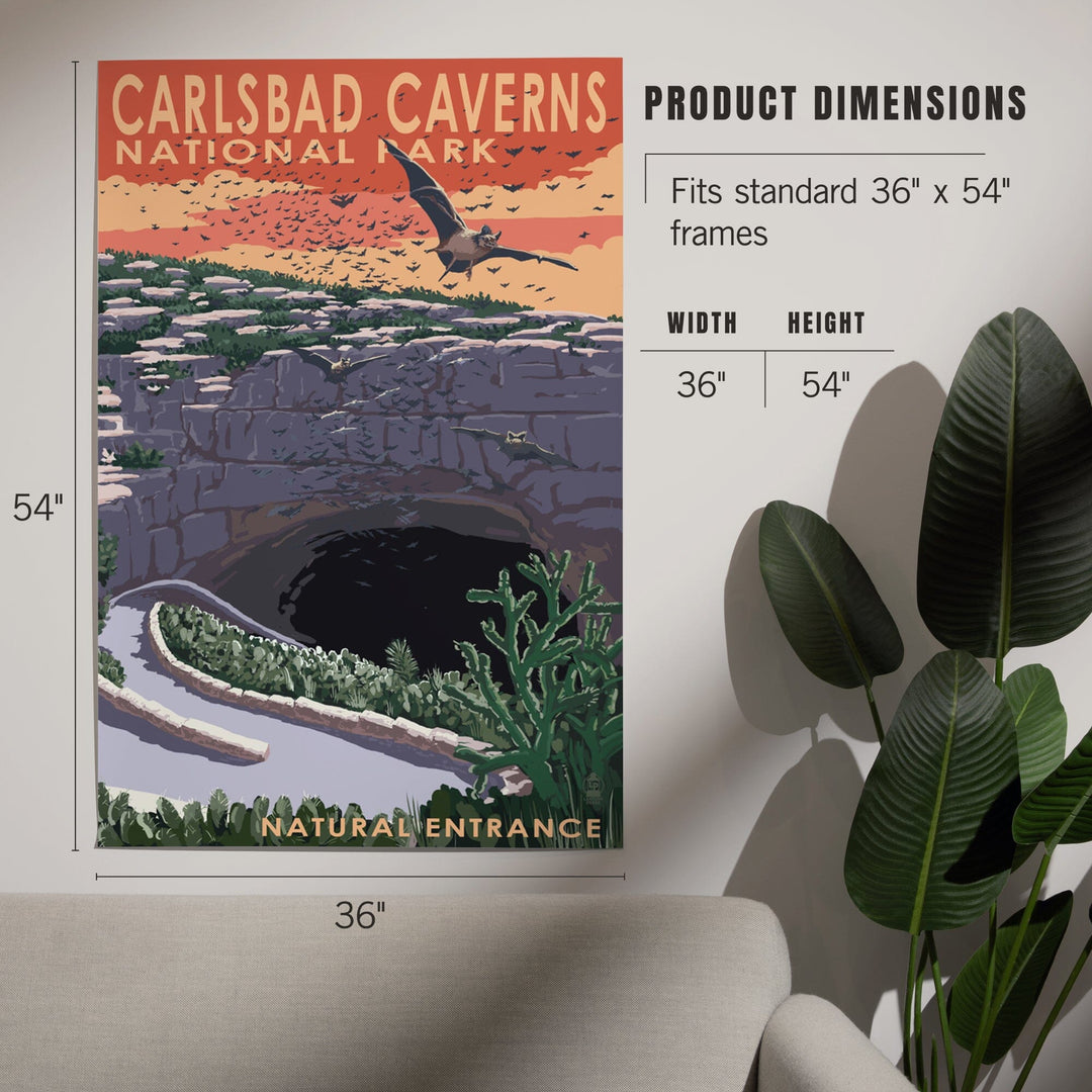 Carlsbad Caverns National Park, New Mexico, Natural Entrance, Painterly Series, Art & Giclee Prints Art Lantern Press 