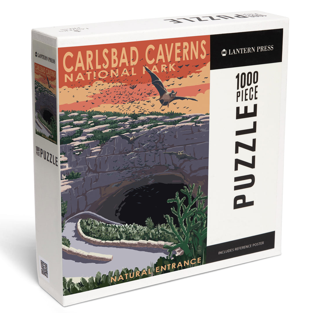 Carlsbad Caverns National Park, New Mexico, Natural Entrance, Painterly Series, Jigsaw Puzzle Puzzle Lantern Press 
