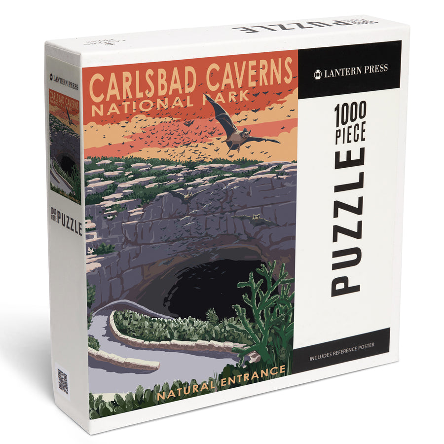 Carlsbad Caverns National Park, New Mexico, Natural Entrance, Painterly Series, Jigsaw Puzzle Puzzle Lantern Press 