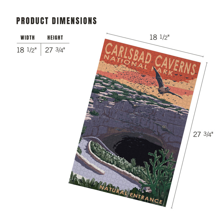 Carlsbad Caverns National Park, New Mexico, Natural Entrance, Painterly Series, Jigsaw Puzzle Puzzle Lantern Press 
