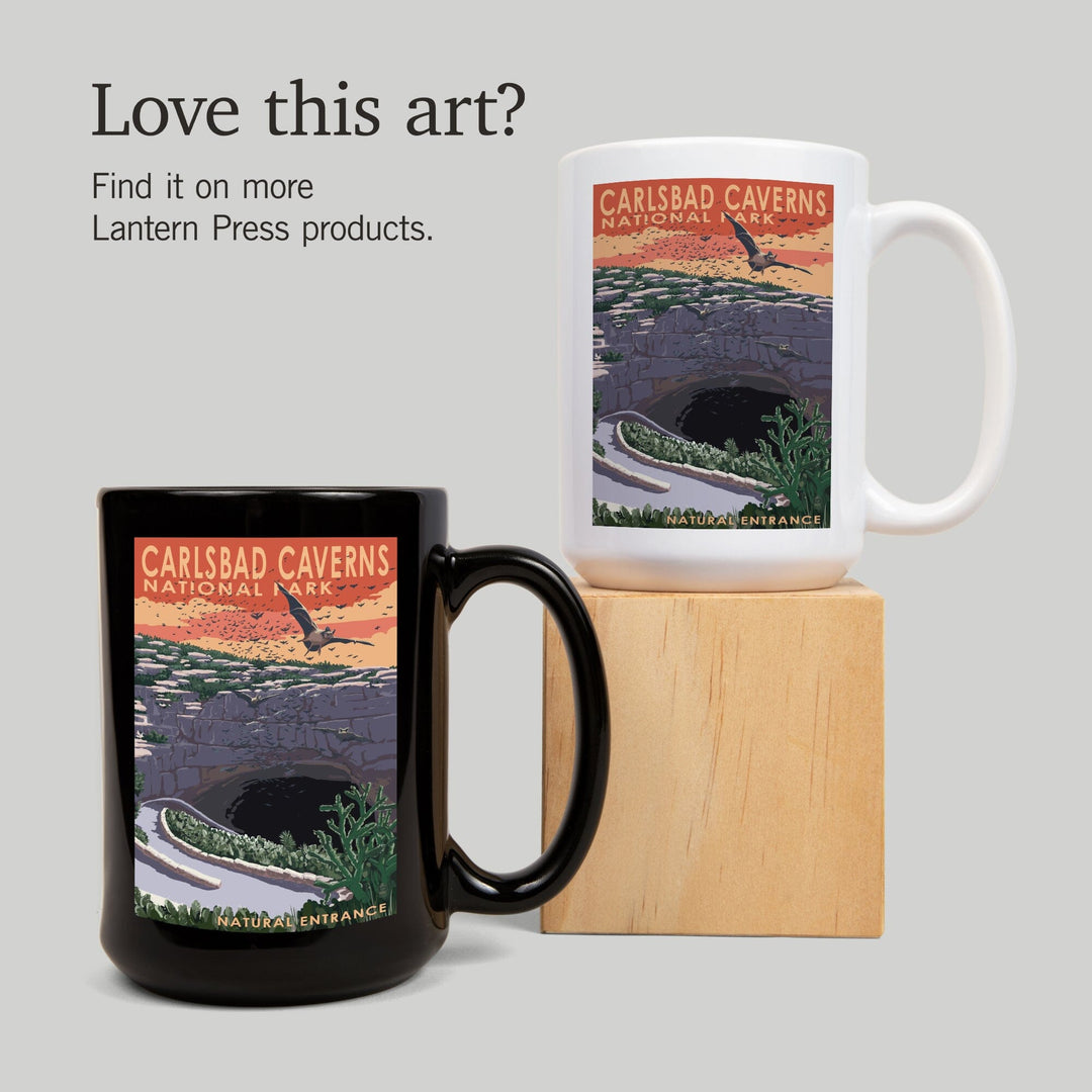 Carlsbad Caverns National Park, New Mexico, Natural Entrance, Painterly Series, Lantern Press Artwork, Ceramic Mug Mugs Lantern Press 
