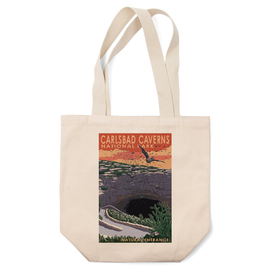 Carlsbad Caverns National Park, New Mexico, Natural Entrance, Painterly Series, Lantern Press Artwork, Tote Bag Totes Lantern Press 