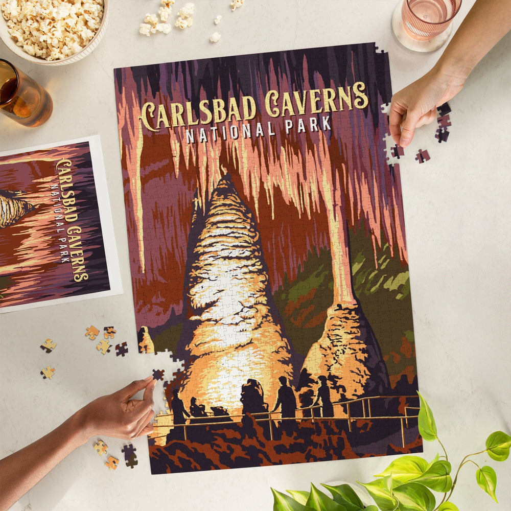 Carlsbad Caverns National Park, New Mexico, Painterly National Park Series, Jigsaw Puzzle Puzzle Lantern Press 