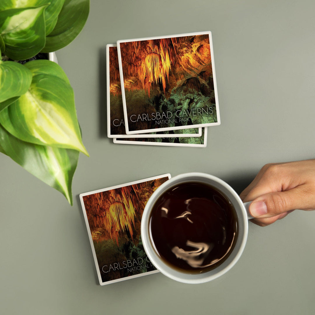 Carlsbad Caverns National Park, New Mexico, Stalactite Chandelier, Coasters Coasters Lantern Press 