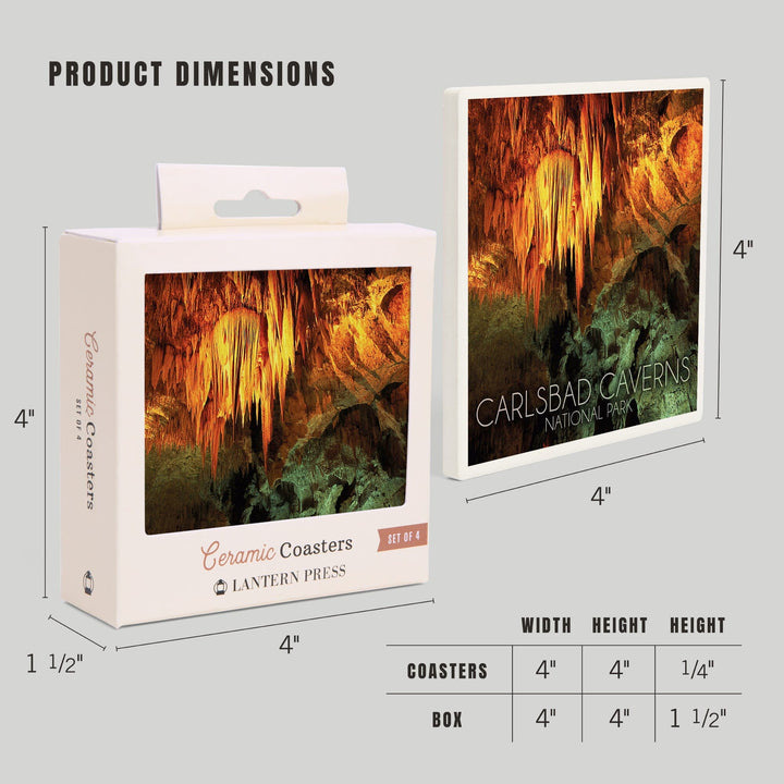 Carlsbad Caverns National Park, New Mexico, Stalactite Chandelier, Coasters Coasters Lantern Press 