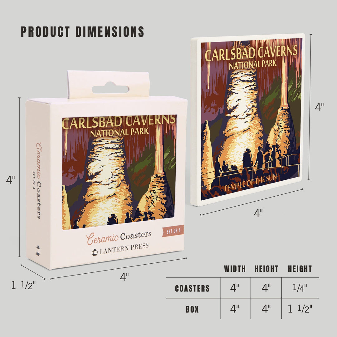 Carlsbad Caverns National Park, New Mexico, Temple of the Sun, Painterly Series, Coasters Coasters Lantern Press 