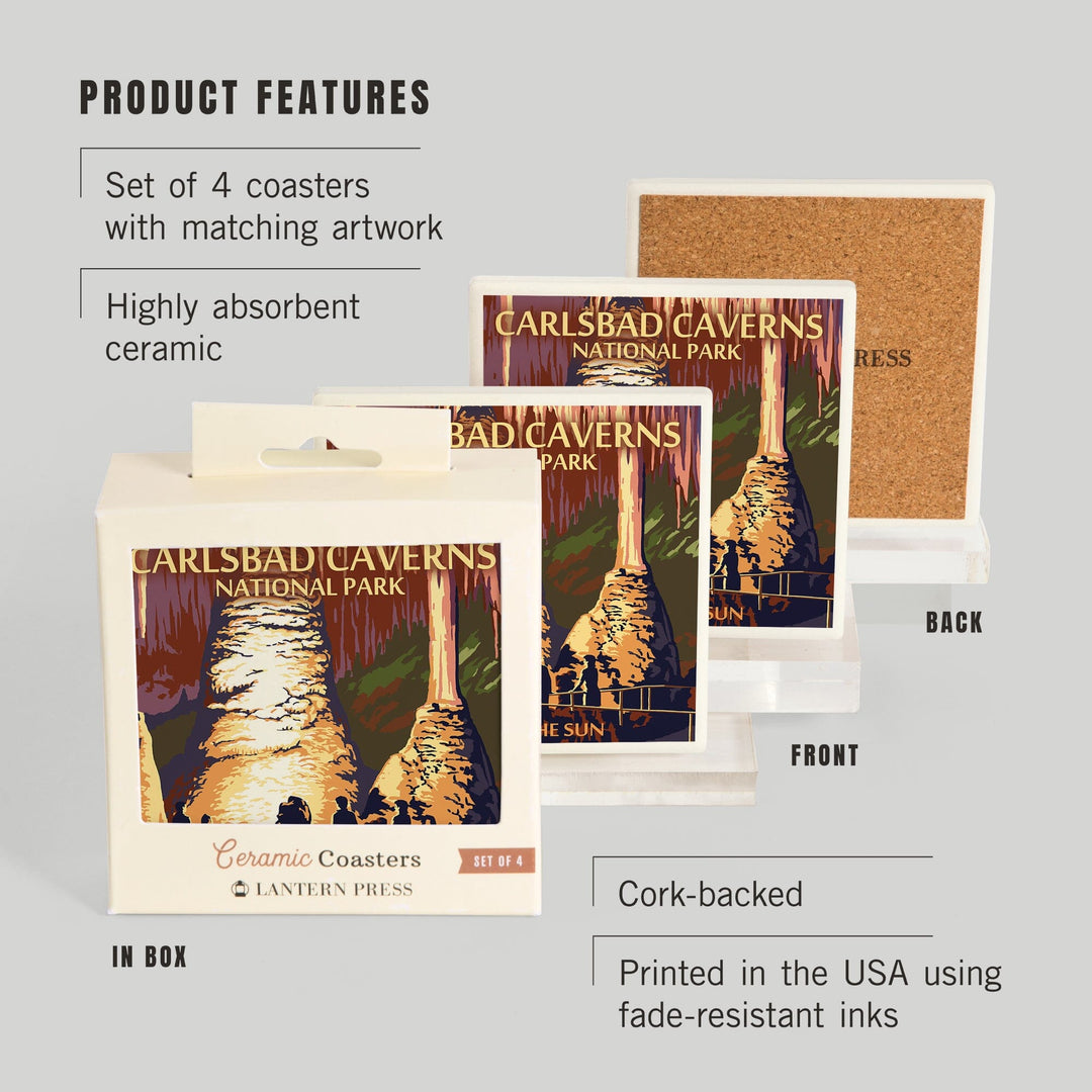 Carlsbad Caverns National Park, New Mexico, Temple of the Sun, Painterly Series, Coasters Coasters Lantern Press 