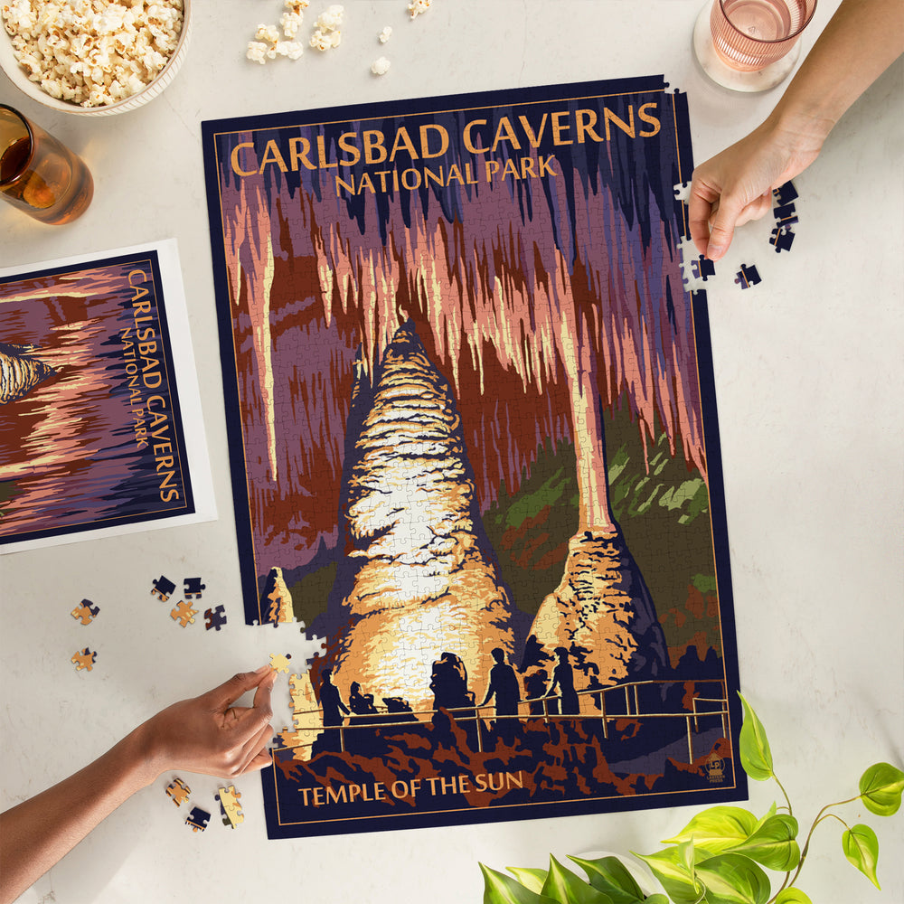 Carlsbad Caverns National Park, New Mexico, Temple of the Sun, Painterly Series, Jigsaw Puzzle Puzzle Lantern Press 