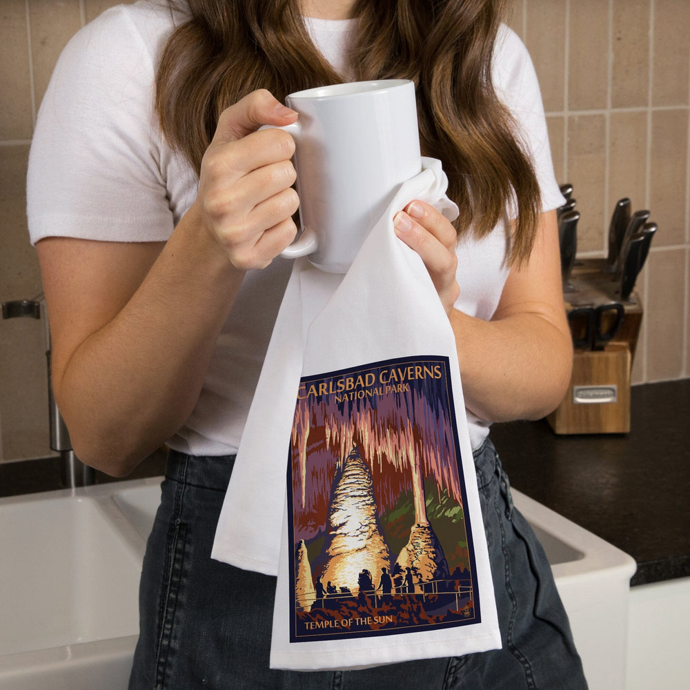 Carlsbad Caverns National Park, New Mexico, Temple of the Sun, Painterly Series, Organic Cotton Kitchen Tea Towels Kitchen Lantern Press 