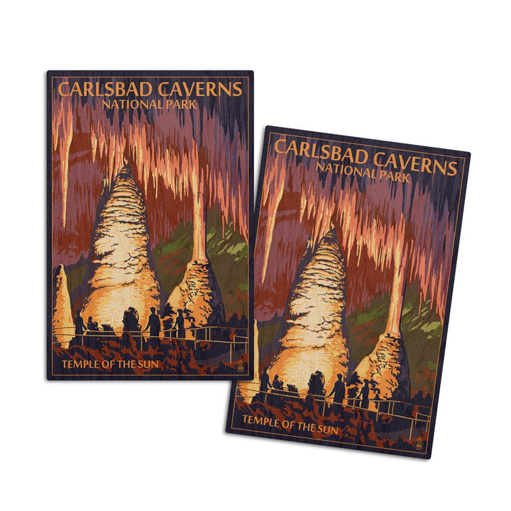 Carlsbad Caverns National Park, New Mexico, Temple of the Sun, Painterly Series, Wood Signs and Postcards Wood Lantern Press 4x6 Wood Postcard Set 