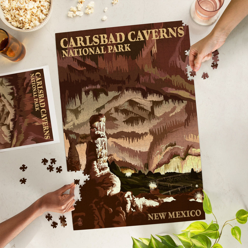 Carlsbad Caverns National Park, New Mexico, The Big Room, Lithograph, Jigsaw Puzzle Puzzle Lantern Press 
