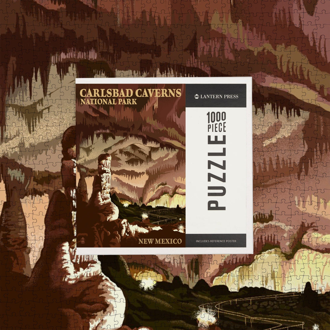 Carlsbad Caverns National Park, New Mexico, The Big Room, Lithograph, Jigsaw Puzzle Puzzle Lantern Press 