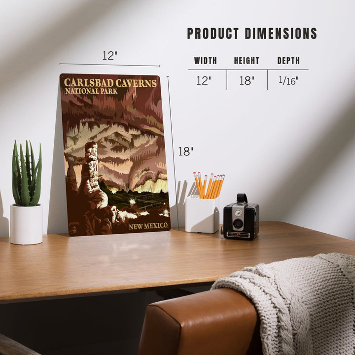 Carlsbad Caverns National Park, New Mexico, The Big Room, Lithograph, Metal Signs Metal Lantern Press 