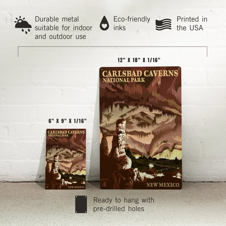 Carlsbad Caverns National Park, New Mexico, The Big Room, Lithograph, Metal Signs Metal Lantern Press 