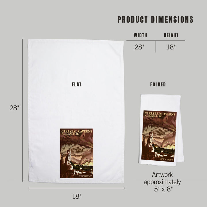 Carlsbad Caverns National Park, New Mexico, The Big Room, Lithograph, Organic Cotton Kitchen Tea Towels Kitchen Lantern Press 