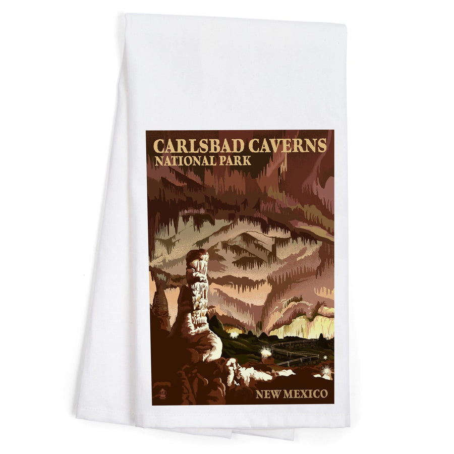 Carlsbad Caverns National Park, New Mexico, The Big Room, Lithograph, Organic Cotton Kitchen Tea Towels Kitchen Lantern Press 