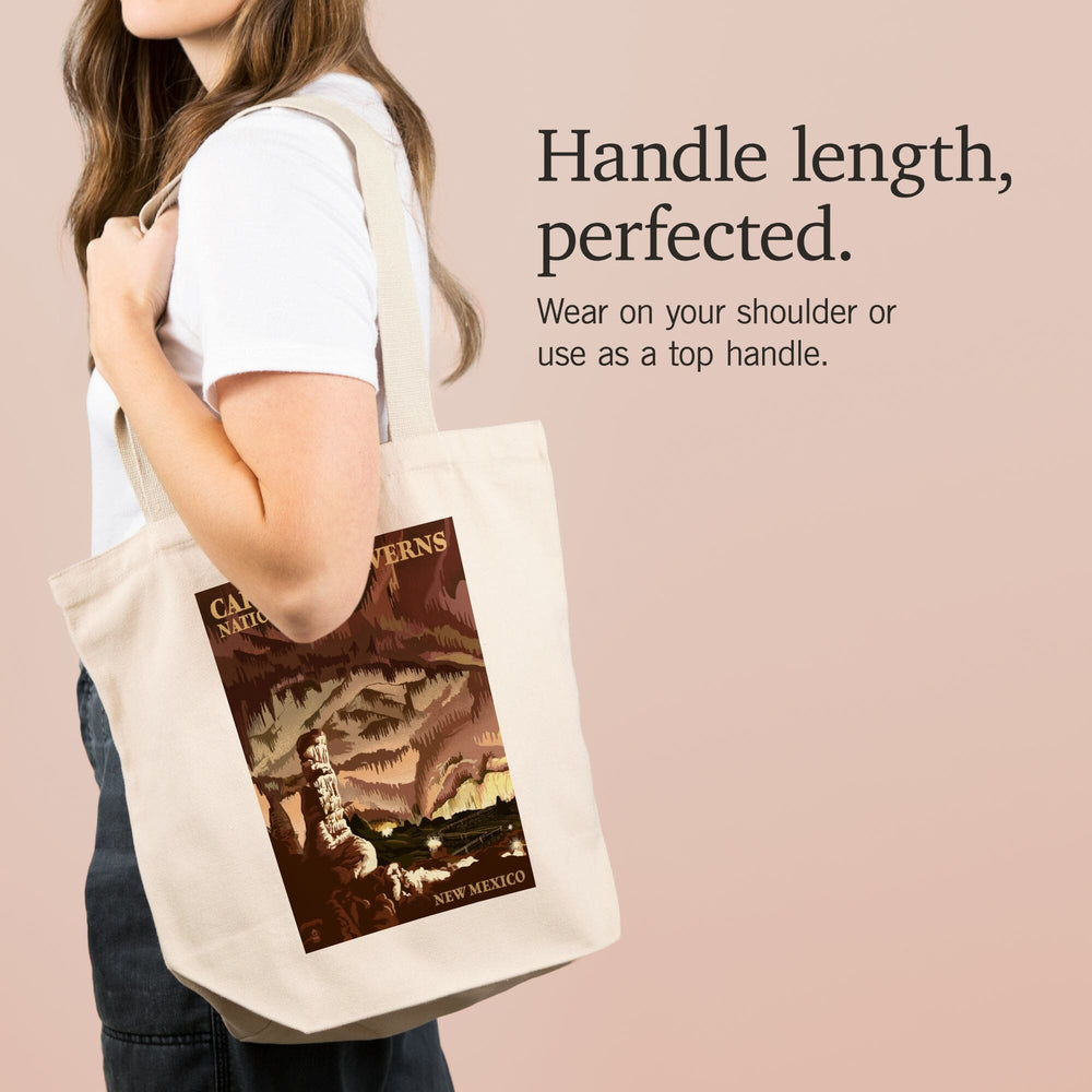 Carlsbad Caverns National Park, New Mexico, The Big Room, Lithograph, Tote Bag Totes Lantern Press 
