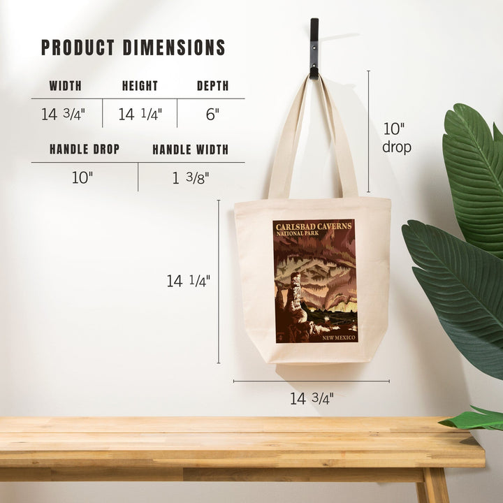 Carlsbad Caverns National Park, New Mexico, The Big Room, Lithograph, Tote Bag Totes Lantern Press 