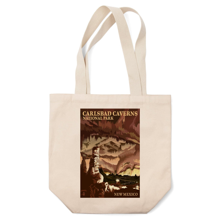 Carlsbad Caverns National Park, New Mexico, The Big Room, Lithograph, Tote Bag Totes Lantern Press 