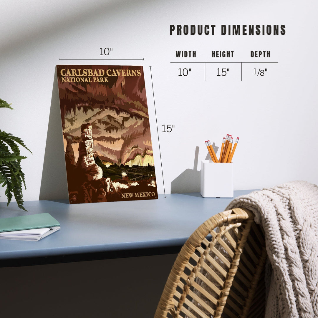 Carlsbad Caverns National Park, New Mexico, The Big Room, Lithograph, Wood Signs and Postcards Wood Lantern Press 