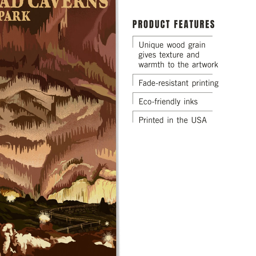 Carlsbad Caverns National Park, New Mexico, The Big Room, Lithograph, Wood Signs and Postcards Wood Lantern Press 
