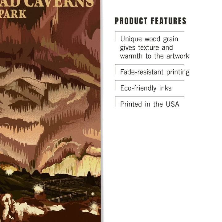 Carlsbad Caverns National Park, New Mexico, The Big Room, Lithograph, Wood Signs and Postcards Wood Lantern Press 