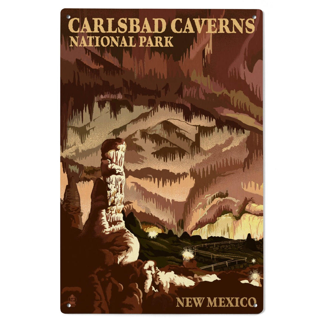 Carlsbad Caverns National Park, New Mexico, The Big Room, Lithograph, Wood Signs and Postcards Wood Lantern Press 