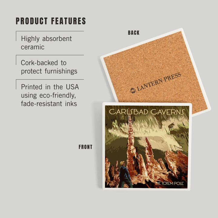 Carlsbad Caverns National Park, New Mexico, The Totem Pole, Coasters Coasters Lantern Press 