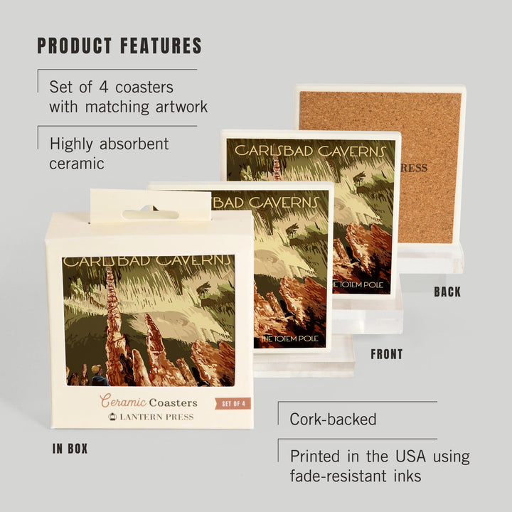 Carlsbad Caverns National Park, New Mexico, The Totem Pole, Coasters Coasters Lantern Press 