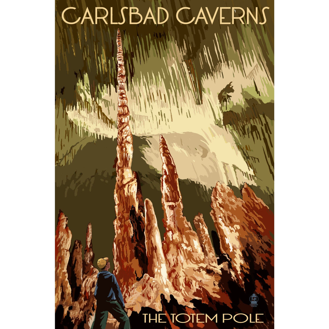 Carlsbad Caverns National Park, New Mexico, The Totem Pole, Lantern Press Poster, Stretched Canvas Canvas Lantern Press 