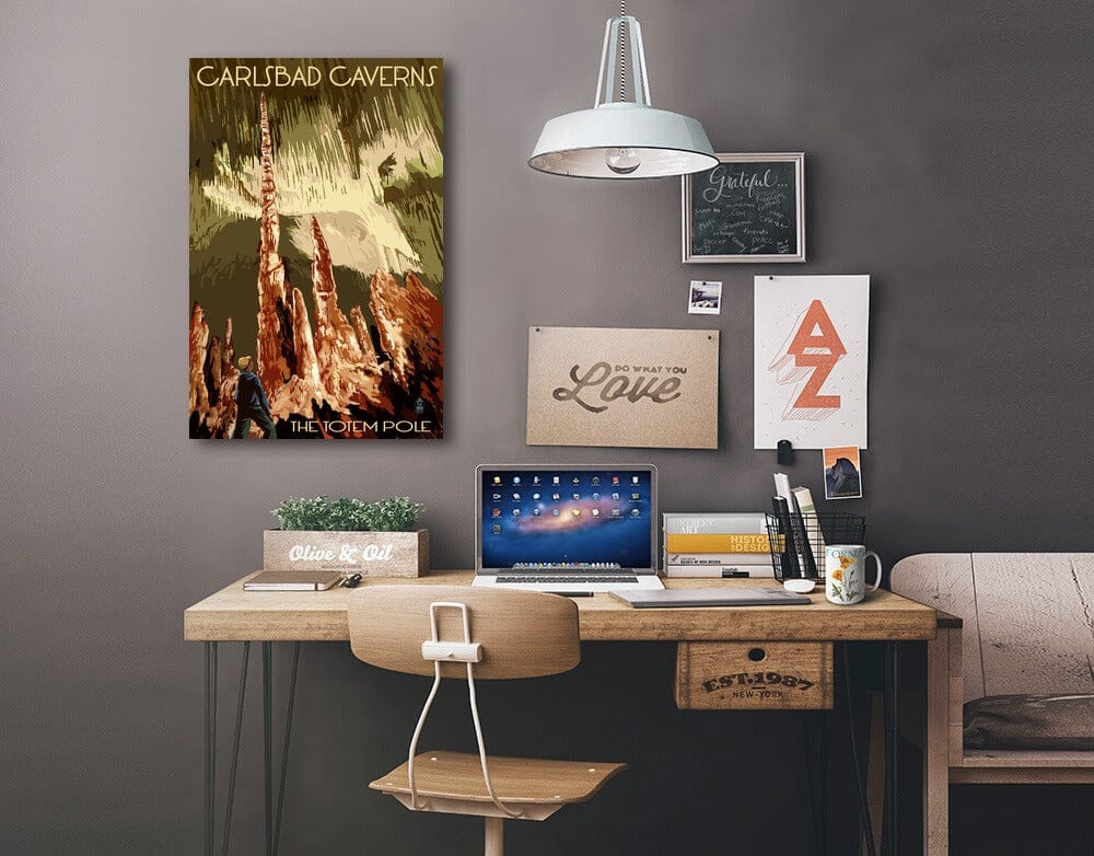 Carlsbad Caverns National Park, New Mexico, The Totem Pole, Lantern Press Poster, Stretched Canvas Canvas Lantern Press 