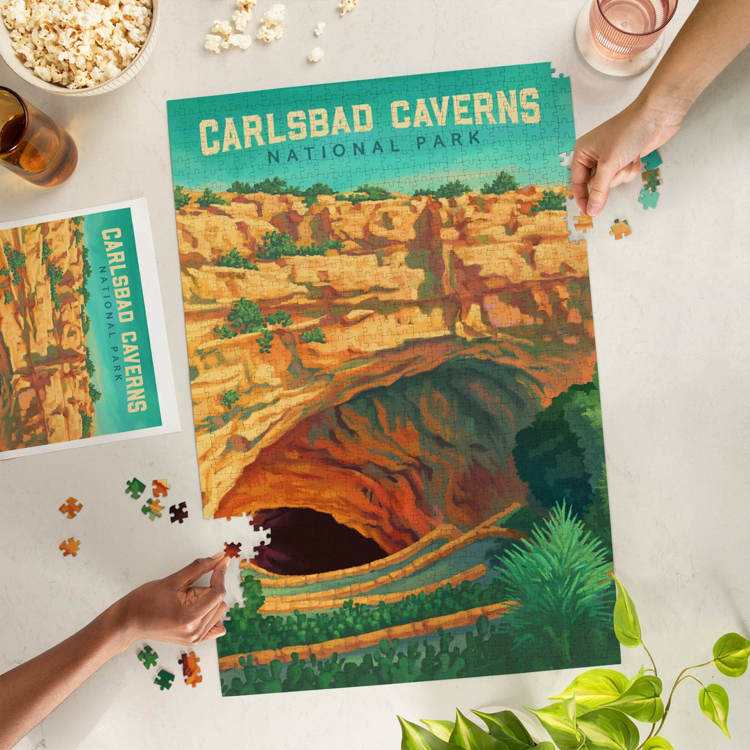 Carlsbad Caverns National Park, Oil Painting, Jigsaw Puzzle Puzzle Lantern Press 