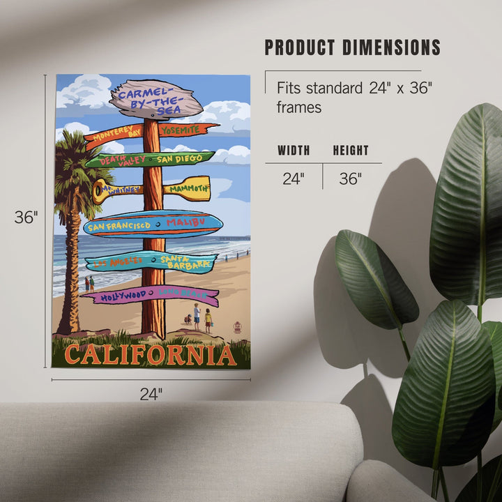 Carmel-by-the-Sea, California, Destination Signpost, Art & Giclee Prints Art Lantern Press 