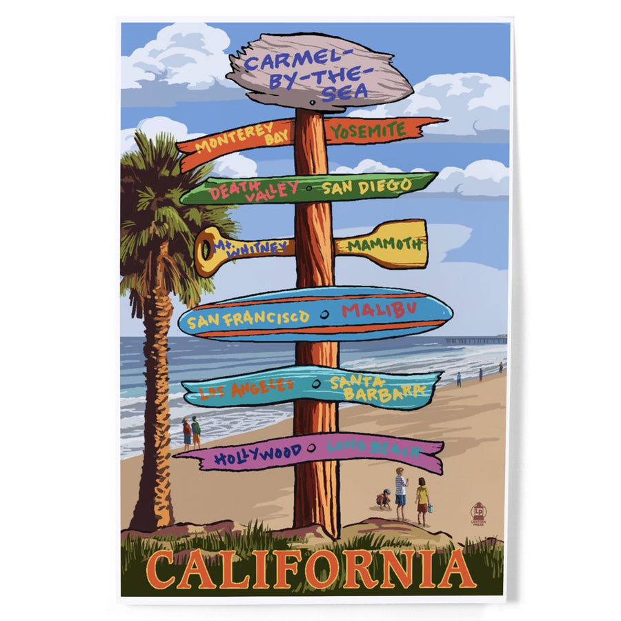 Carmel-by-the-Sea, California, Destination Signpost, Art & Giclee Prints Art Lantern Press 
