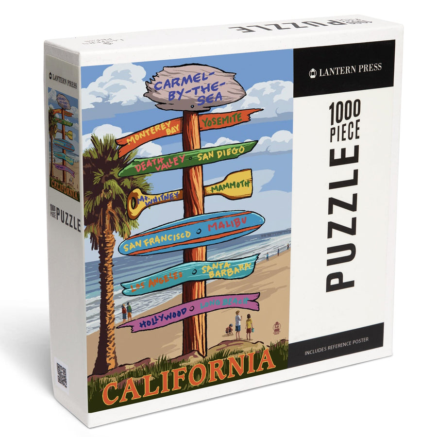 Carmel-by-the-Sea, California, Destination Signpost, Jigsaw Puzzle Puzzle Lantern Press 