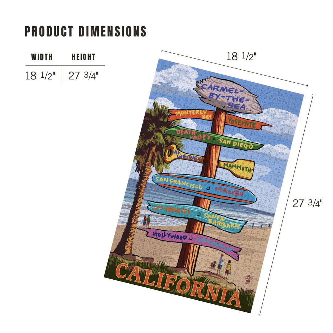 Carmel-by-the-Sea, California, Destination Signpost, Jigsaw Puzzle Puzzle Lantern Press 