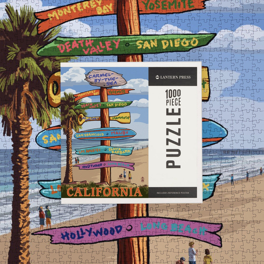 Carmel-by-the-Sea, California, Destination Signpost, Jigsaw Puzzle Puzzle Lantern Press 