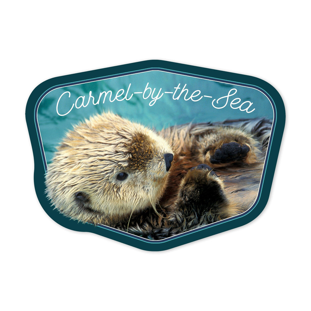 Carmel-by-the-Sea, California, Sea Otter Photograph, Contour, Vinyl Sticker - Lantern Press