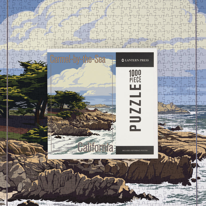 Carmel-by-the-Sea, California, View of Cypress Trees, Jigsaw Puzzle Puzzle Lantern Press 