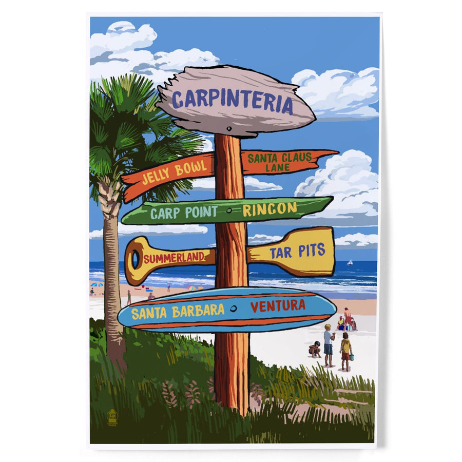 Carpinteria, California, Destination Signpost, Art & Giclee Prints Art Lantern Press 