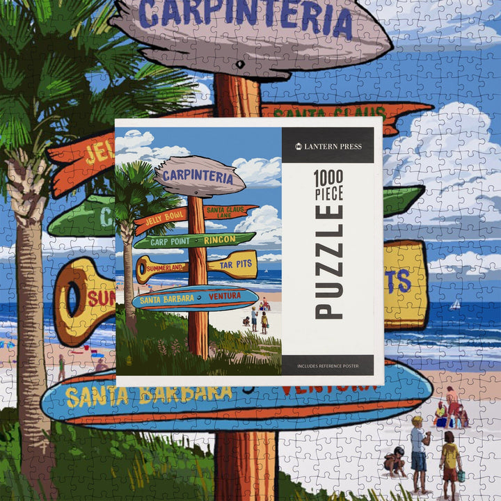 Carpinteria, California, Destination Signpost, Jigsaw Puzzle Puzzle Lantern Press 