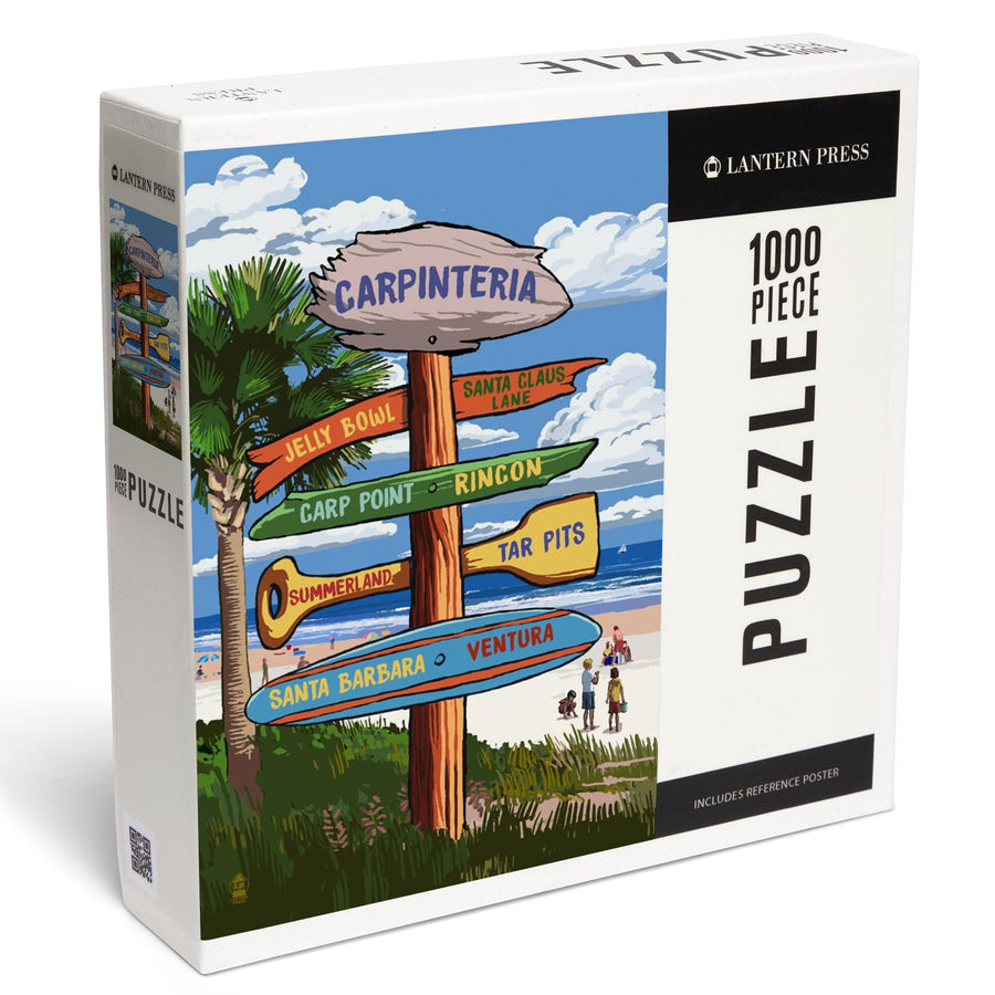 Carpinteria, California, Destination Signpost, Jigsaw Puzzle Puzzle Lantern Press 