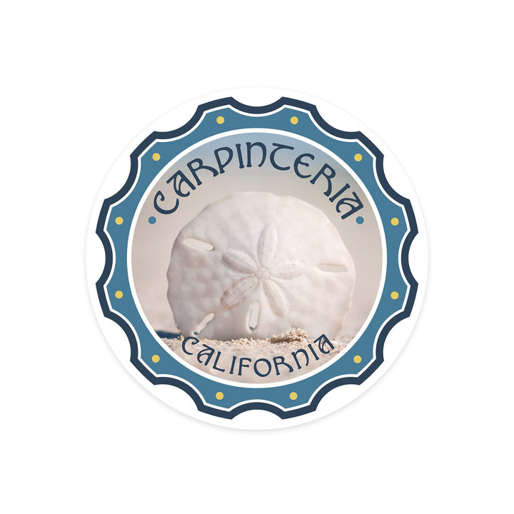 Carpinteria, California, Sand Dollar on Beach, Contour, Vinyl Sticker - Lantern Press