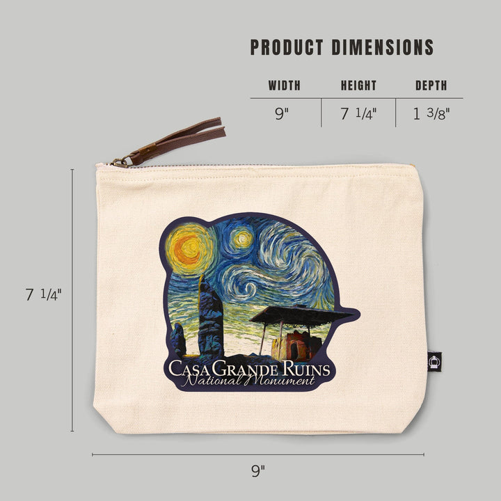 Casa Grande Ruins National Monument, Arizona, Starry Night, Contour, Lantern Press Artwork, Accessory Go Bag - Lantern Press