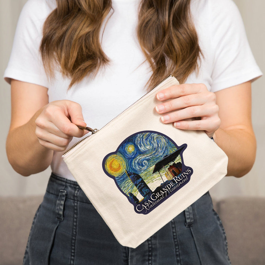 Casa Grande Ruins National Monument, Arizona, Starry Night, Contour, Lantern Press Artwork, Accessory Go Bag - Lantern Press