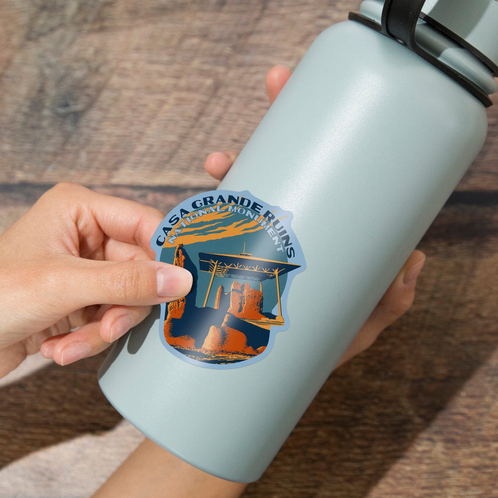 Casa Grande Ruins National Monument, Arizona, WPA, Contour, Vinyl Sticker Sticker Lantern Press 