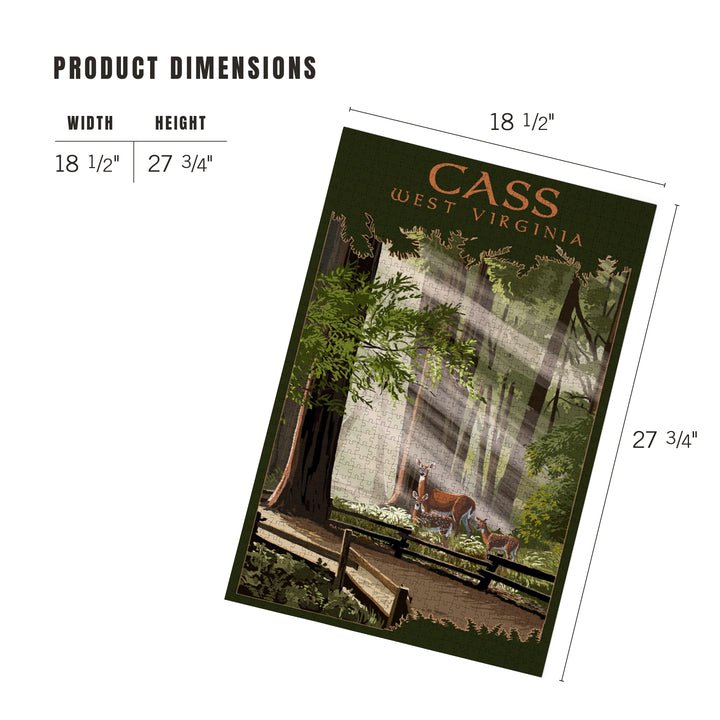 Cass, West Virginia, Deer and Fawns, Jigsaw Puzzle Puzzle Lantern Press 