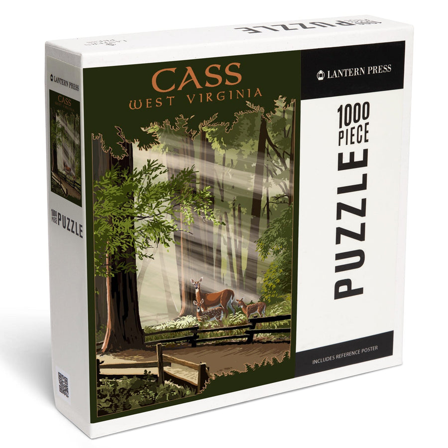 Cass, West Virginia, Deer and Fawns, Jigsaw Puzzle Puzzle Lantern Press 