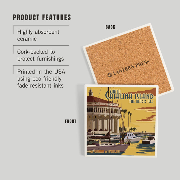 Catalina Island, California, Casino and Marina, Coasters Coasters Lantern Press 