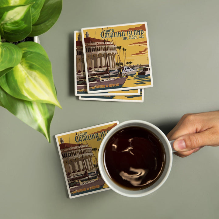 Catalina Island, California, Casino and Marina, Coasters Coasters Lantern Press 